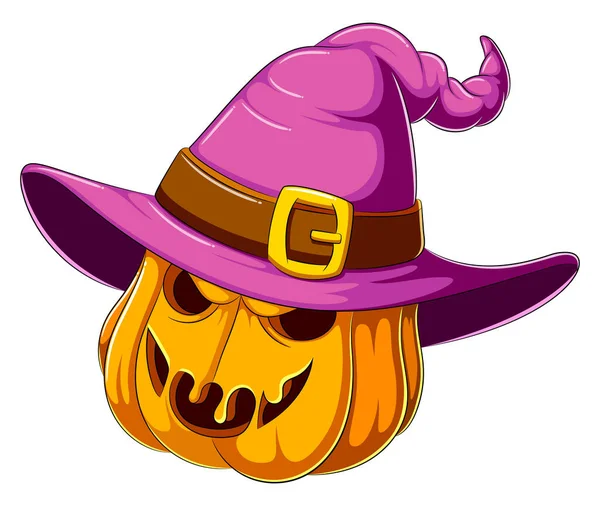 Dovleac Halloween Pălărie Vrăjitoare Ilustrație — Vector de stoc