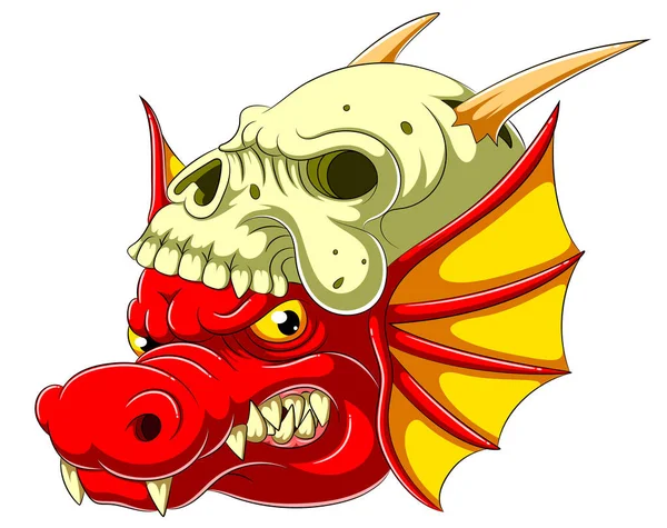 Dragão Cabeça Mascote Ilustração — Vetor de Stock