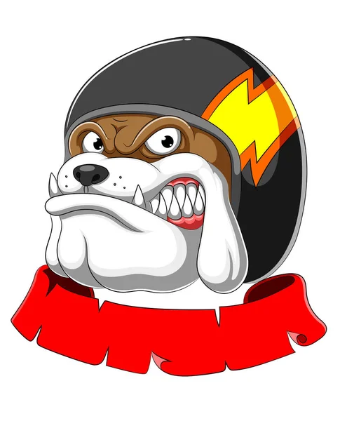 Bulldogge Mit Helm Von Racer Der Illustration — Stockvektor