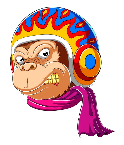 Macaco Usando Cachecol Capacete Racer Ilustração — Vetor de Stock