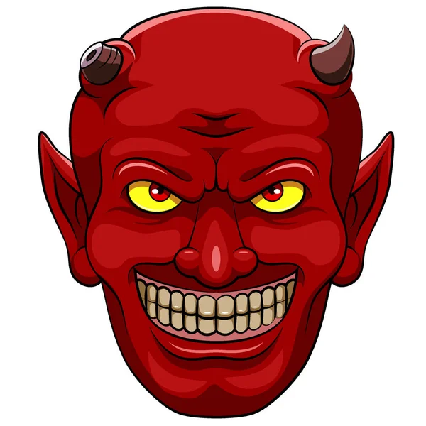 Red Devil Testa Mascotte Illustrazione — Vettoriale Stock