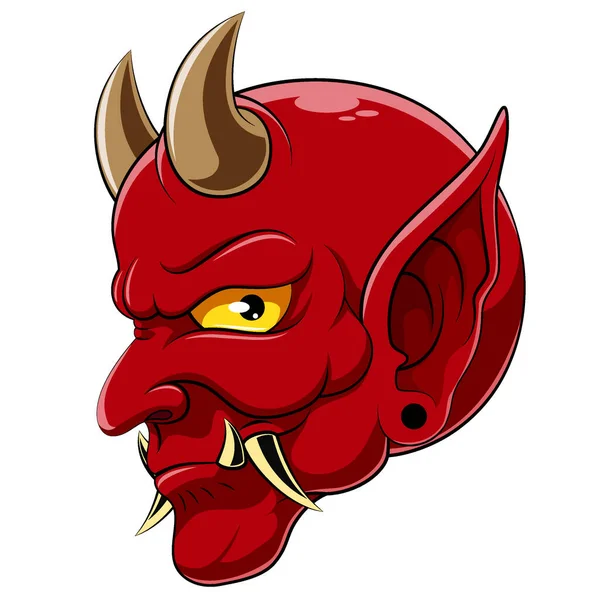 Diablo Cabeza Demonio Satanás Halloween Monstruo Ilustración — Vector de stock