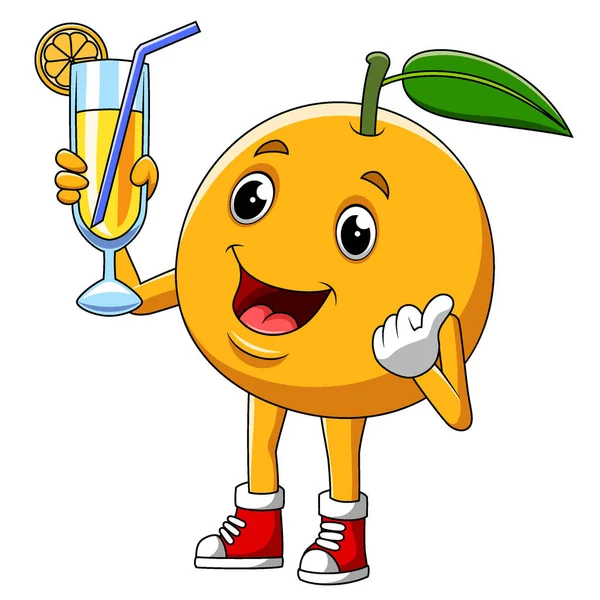 Cartoon Character Cute Orange Fruit — Stock Vector