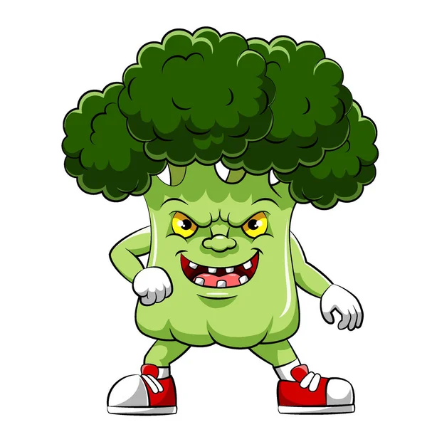 Cartoon Character Broccoli Illustration — Stock Vector