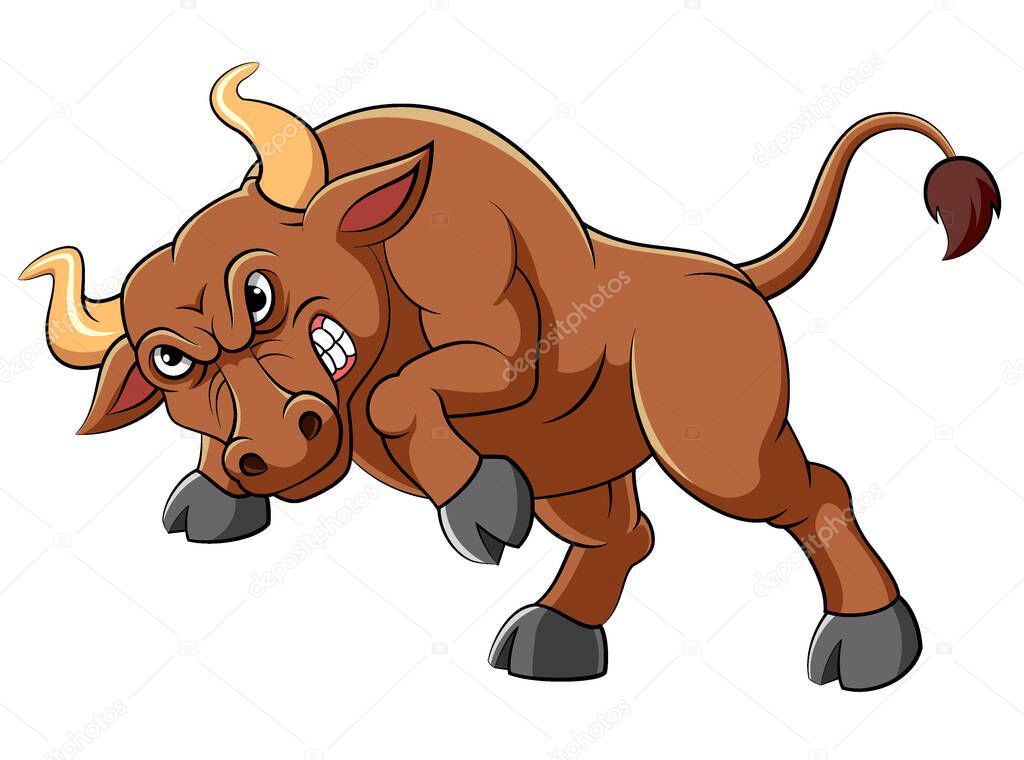 Angry bull cartoon character of illustration