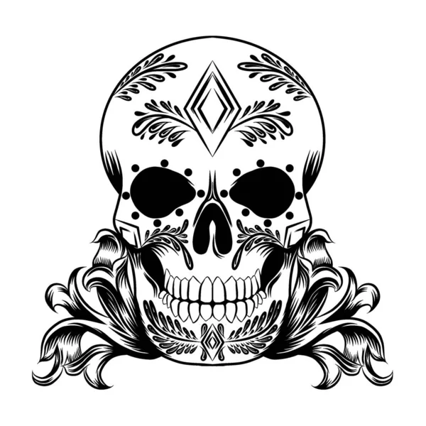 Ilustración Del Día Negro Los Tatuajes Del Cráneo Azúcar Muerto — Archivo Imágenes Vectoriales