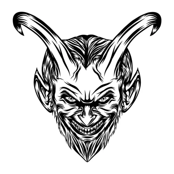 Иллюстрация Демонов Пугающим Лицом Сияющим Глазом — стоковый вектор