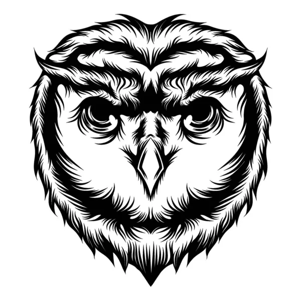 Tattoo Ideas Animation Owl Head — Stock Vector