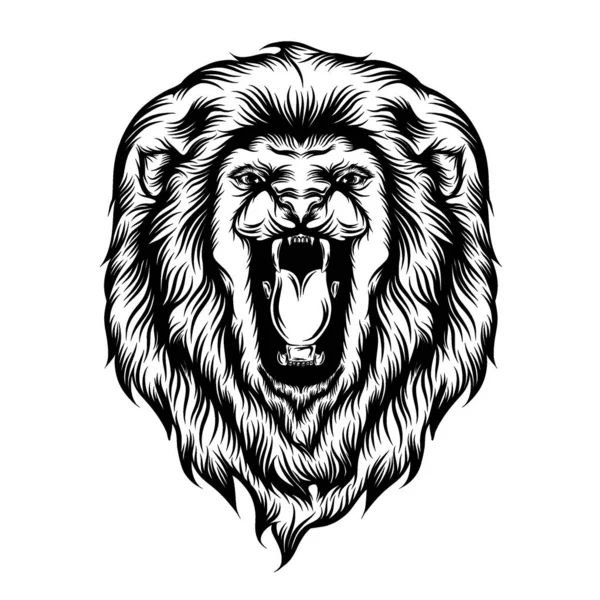 Pomysły Tatuażu Wielkiej Głowy Lwa Otworzyły Usta — Wektor stockowy