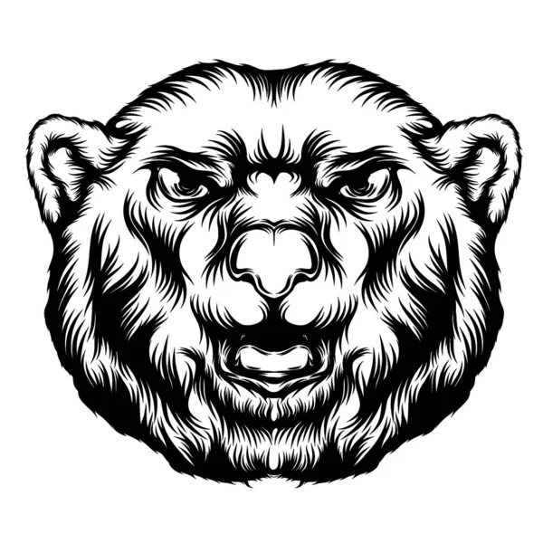 Animacja Wielkiego Niedźwiedzia Wielką Głową Dla Pomysłów Tatuaż — Wektor stockowy
