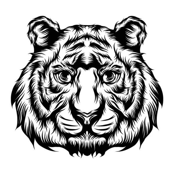 Die Illustration Des Tigerkopfes Für Die Tätowierungsideen — Stockvektor