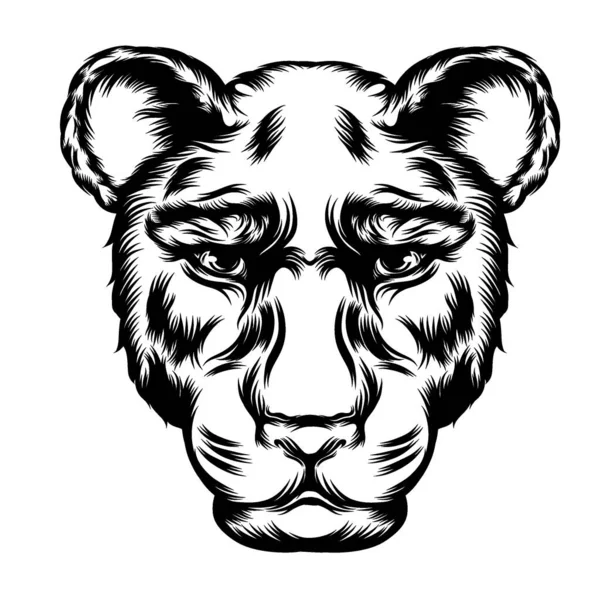 Idee Del Tatuaggio Illustrazione Del Leopardo Della Testa Singola — Vettoriale Stock