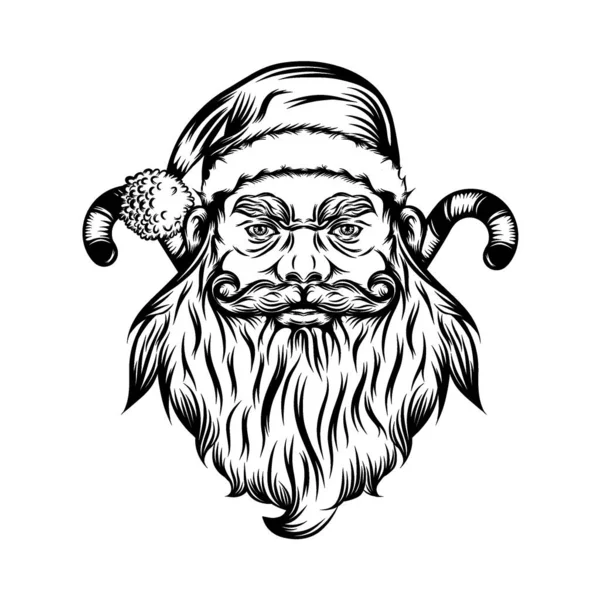 Illustration Tatouages Père Noël Effrayant Avec Bâton Bonbons — Image vectorielle