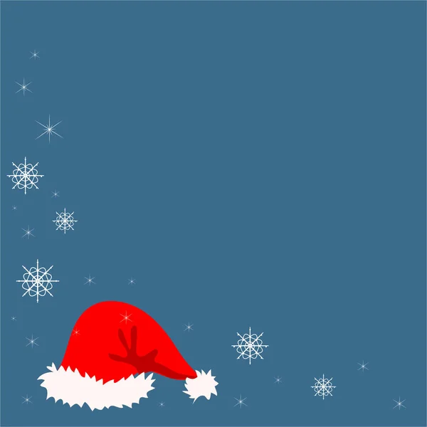 Елегантні Веселого Різдва і щасливого нового року плакат шаблон з блискучими сніжинками і капелюх Санта-Клауса. Векторна ілюстрація. Сніжинка рама і блискітки. — стоковий вектор