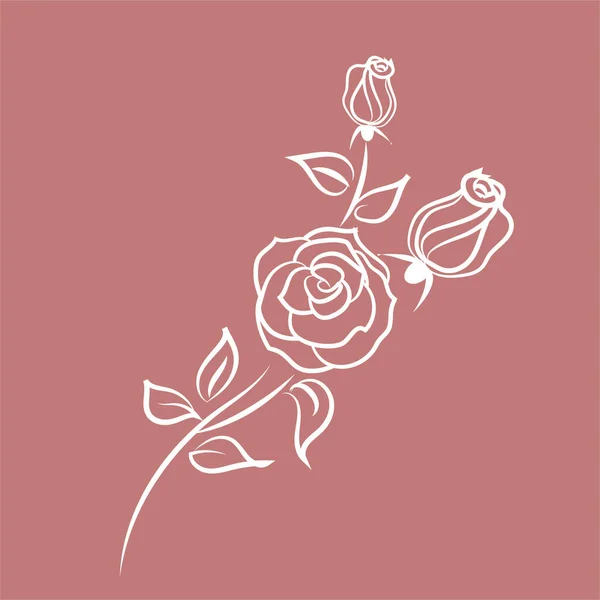빈티지 스타일의 벡터 꽃 삽화, 꽃 장미 모양의 무늬를 위한 요소 — 스톡 벡터