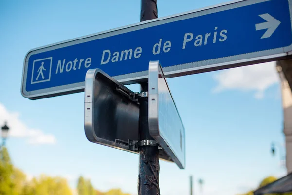 Señal Carretera Notre Dame Paris — Foto de Stock