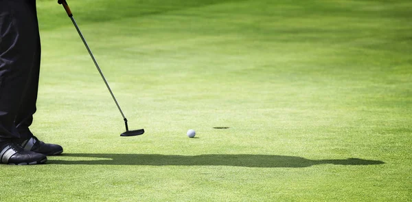 Erkek golfçü koyarak.