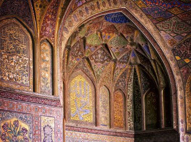 Filigree interior wall of ancient Wazir Khan Mosque, Lahore, Pakistan clipart