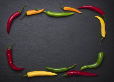 Renkli biber çerçeveli kayrak.