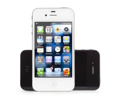 Apple iphone 4, beyaz ve siyah, izole