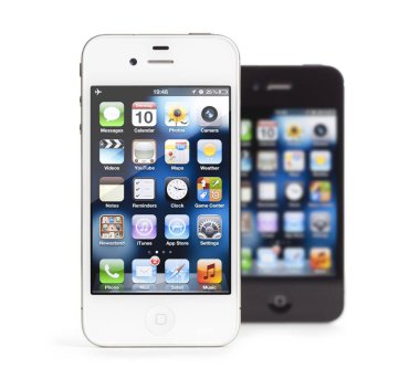 Apple iphone 4, beyaz ve siyah, izole