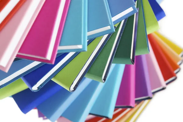 Makro av färgglada böcker fläkt — Stockfoto