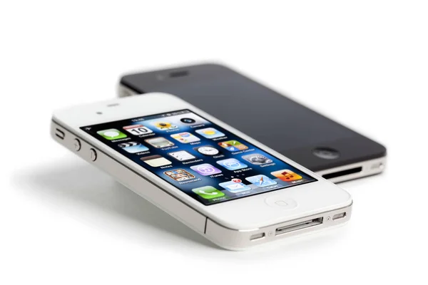 Apple iPhone 4, wit en zwart, geïsoleerd — Stockfoto