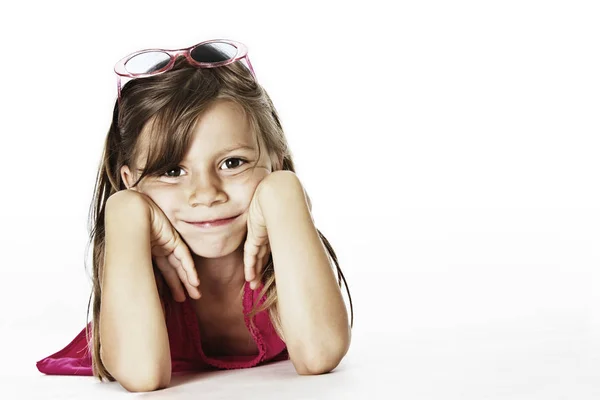 Cool toddler with sunglases in studio — Stock Photo, Image