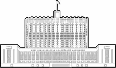 Moscow House of the Government of the Russian Federation, hand-drawn vector image, high detail, for laser engraving, line without intersection, black and white clipart