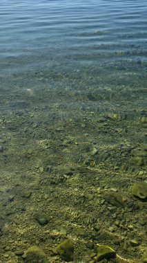 Hırvatistan 'da deniz sularının temiz ve kirlenmemiş sularının sığ görüntüsü