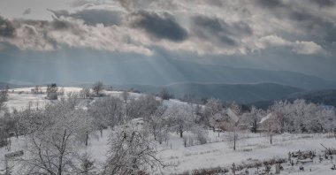 Kış Karpat Dağları manzara