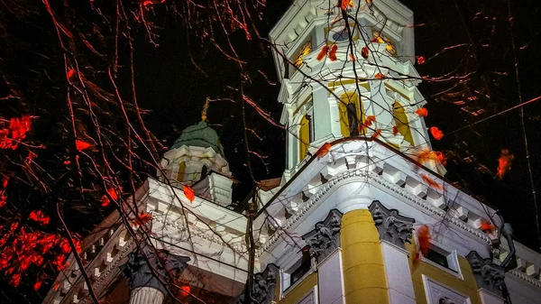 Nachtbild Mit Kirche — Stockfoto