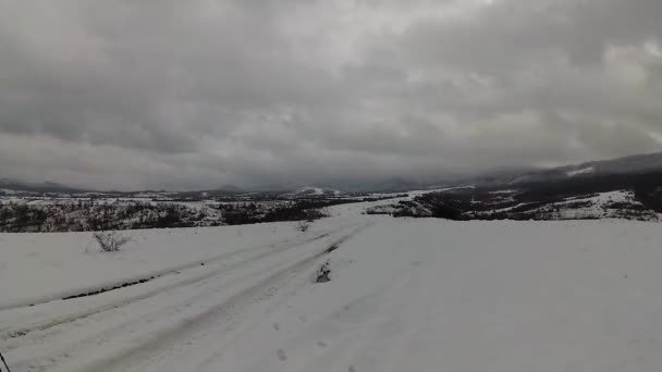 Timelapse Vinter Karpatiska Landskap — Stockvideo