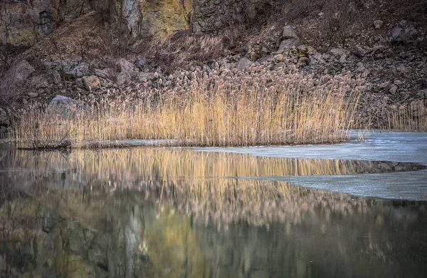 Landschaft Heißt Spiegelung Auf Eis — Stockfoto