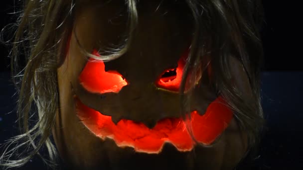 Тыквы Хэллоуин Образе Человека — стоковое видео