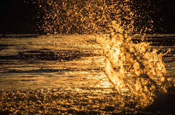 Gün batımında dağ nehri