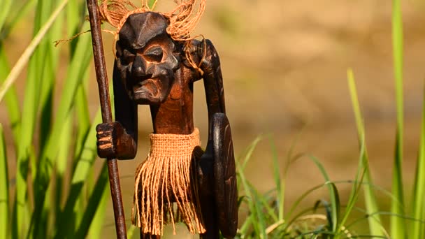 Figura Antiguo Guerrero Naturaleza — Vídeo de stock