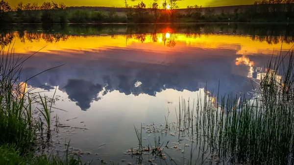 Пейзаж Під Назвою Захід Сонця Воді — стокове фото