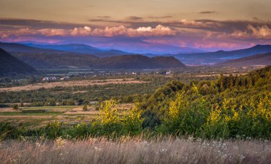 Sunny Transcarpathia denilen manzara 