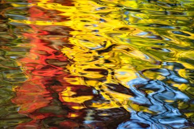 Gün batımında bir dağ nehrinde yansıma