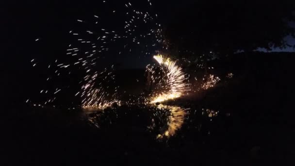 Rysunek Przez Ogień Nocy — Wideo stockowe