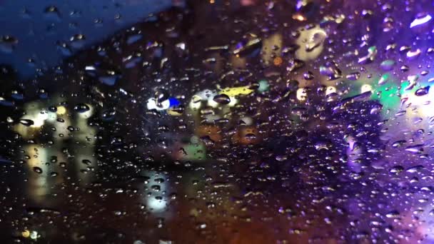 Пейзажі Нічного Міста Під Дощем — стокове відео