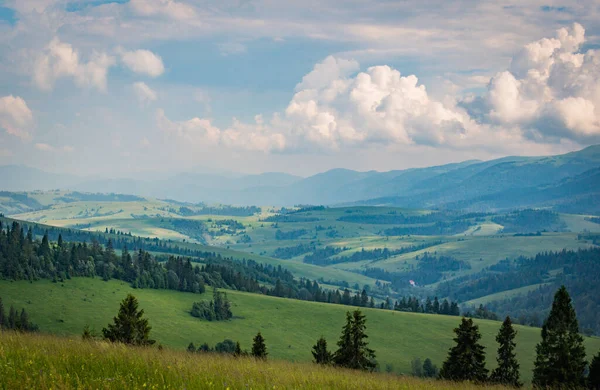 Paisagem Verão Com Vista Para Serra Borzhava Nos Cárpatos — Fotografia de Stock