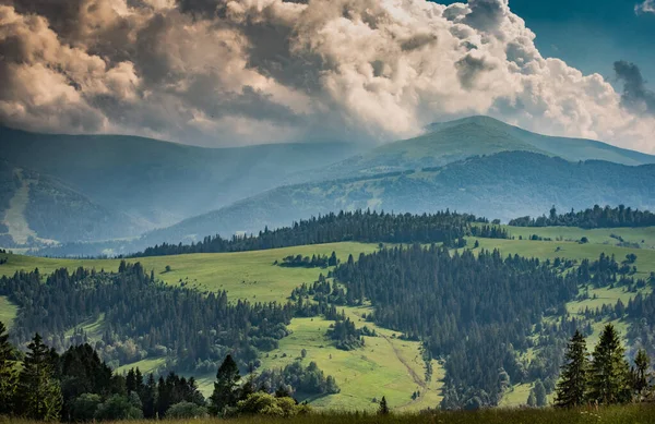 Letní Krajina Výhledem Pohoří Borzhava Karpat — Stock fotografie