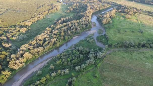 Aerial Shot Mountain River Bed — Stock Video