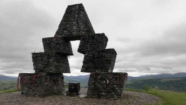 Memorable Sacred Sign Hungarian People Verevets Pass Carpathians — Stock Video
