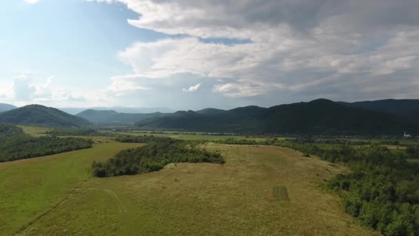 Aerial Photography Summer Landscape Carpathians — Stock Video