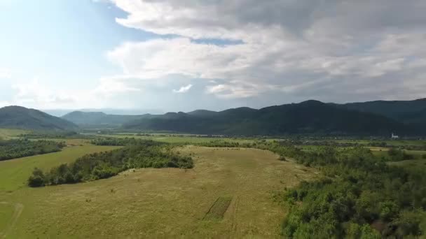 Fotografia Aerea Paesaggio Estivo Nei Carpazi — Video Stock