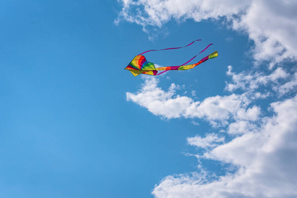 Kite flying in the summer mountains