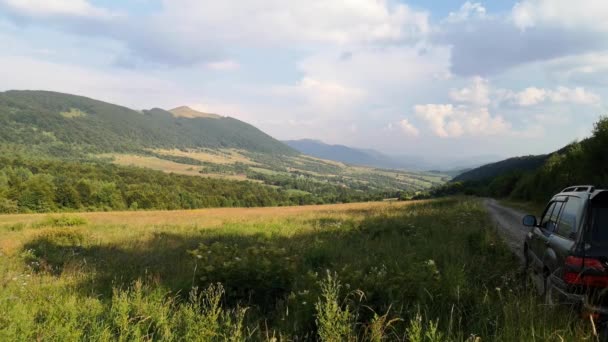 Time Lapse Sommarlandskap Med Utsikt Över Bergskedjan Borzhava Karpaterna — Stockvideo